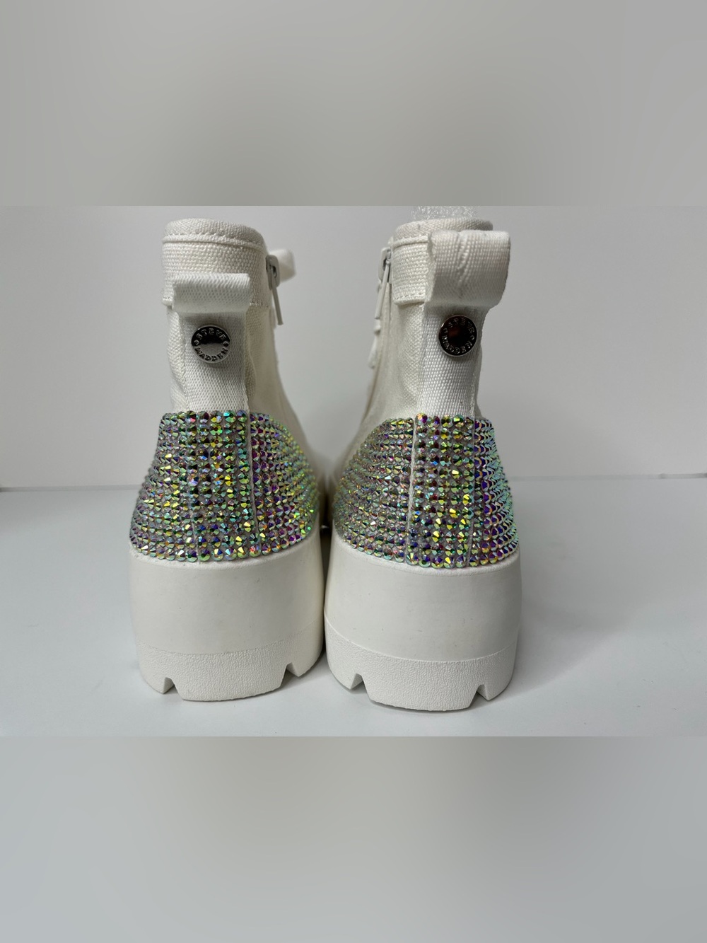 Custom White Rhinestone Toe High-Top Platform boots - Picture 5 of 5